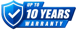 Up to 10 years warranty badge