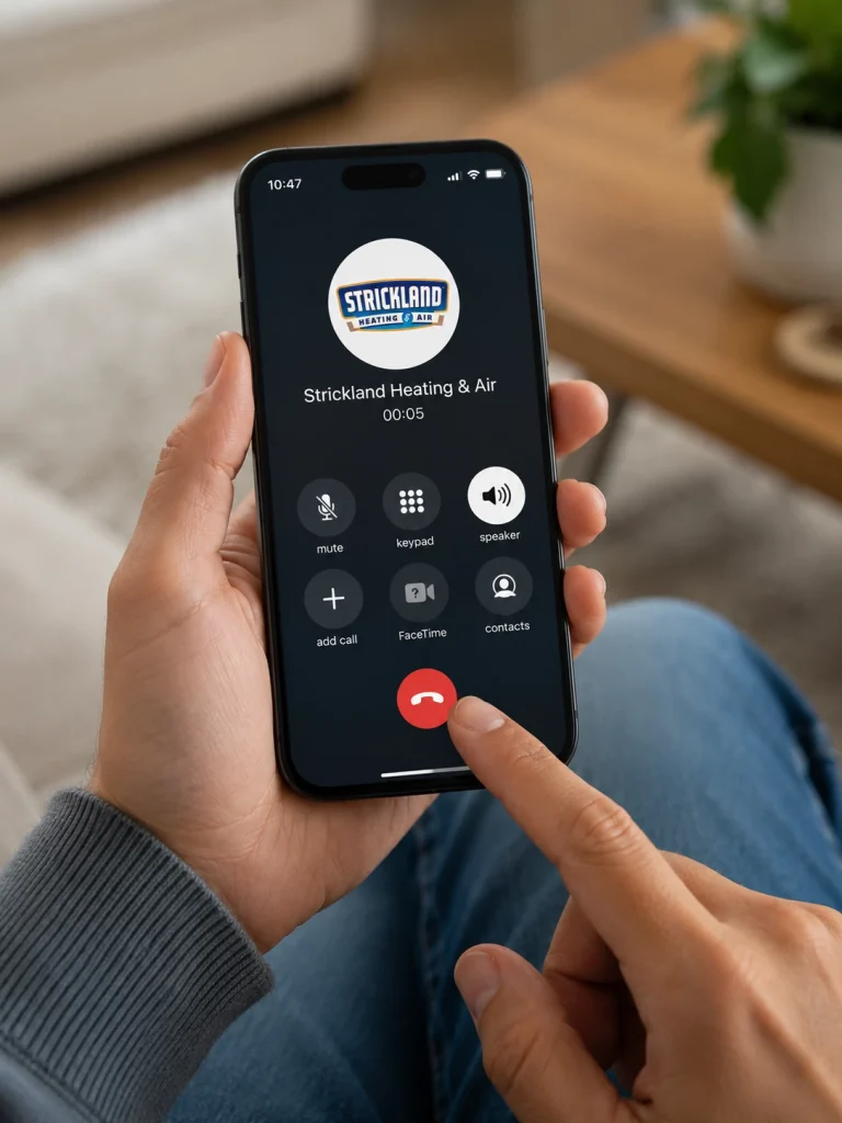 Phone calling Strickland heating and Air