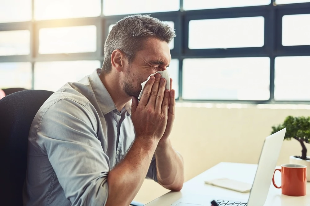 Man suffering from allergies