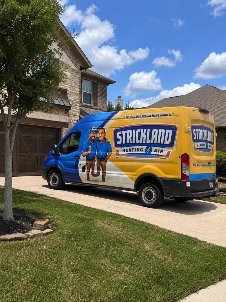 Strickland van parked on client driveway
